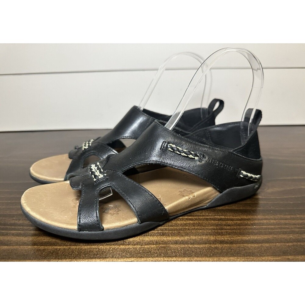 Merrell Flaxen Black Performance Sandals 6 Comfort Open Toe Hiking Outdoors